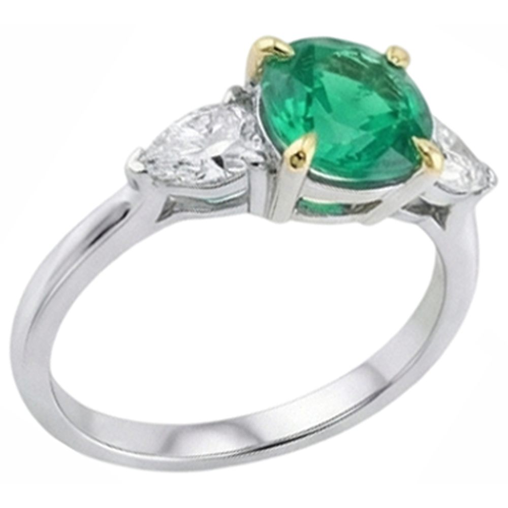 Glänzender Edler Smaragd Edelstein-Ring 2,50 Karat – Schrägansicht