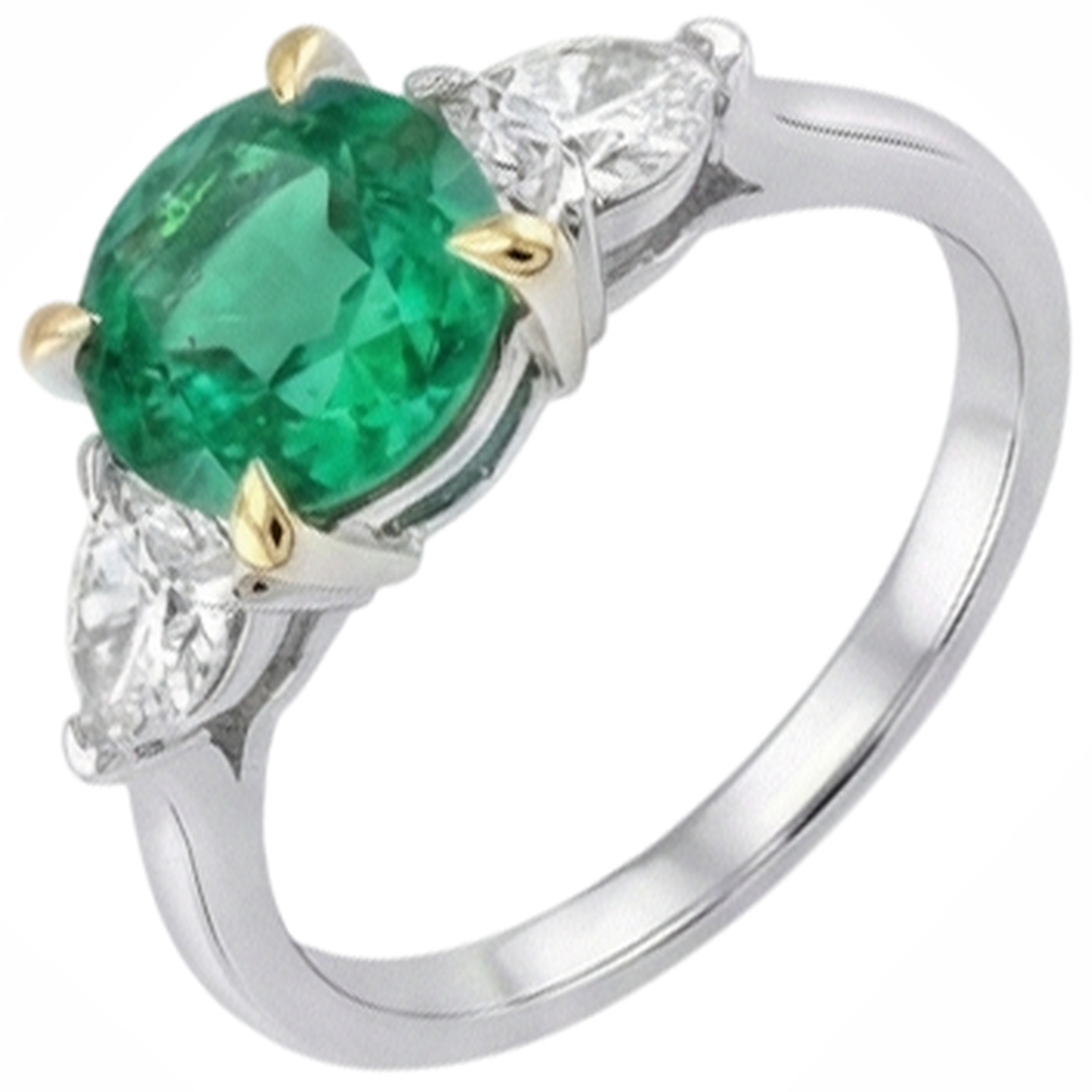 Naturreiner Edler Smaragd Edelstein-Ring 2,50 Karat Zweifarbiges 14K Gold – Profilansicht