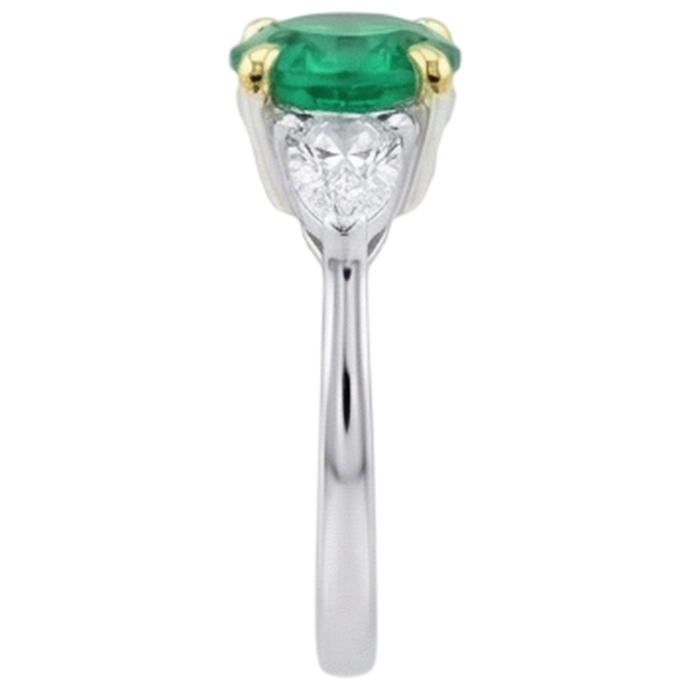 Edelstein-Ring Zweifarbiges 14K Gold mit Edler Smaragd – Draufsicht