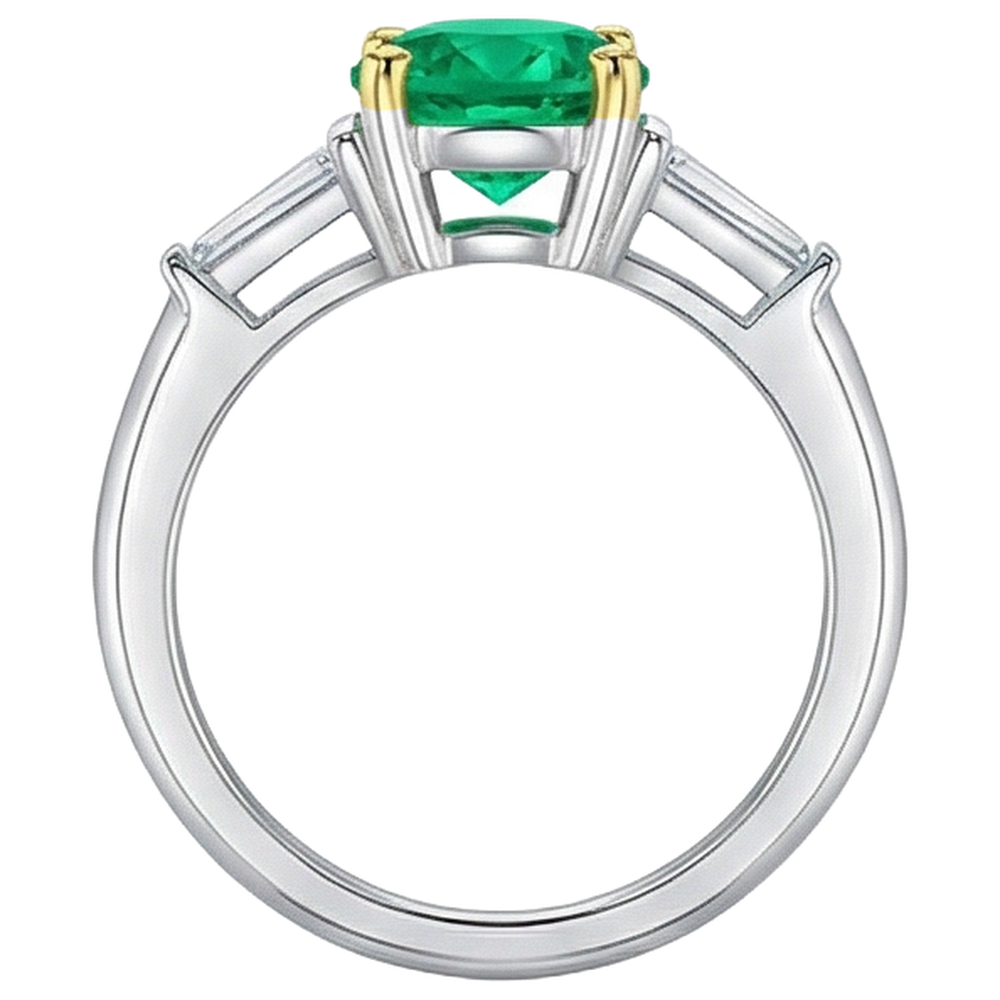 Brillanter Kolumbianischer Smaragd Schmuckstein-Ring 2 Karat – Profilansicht