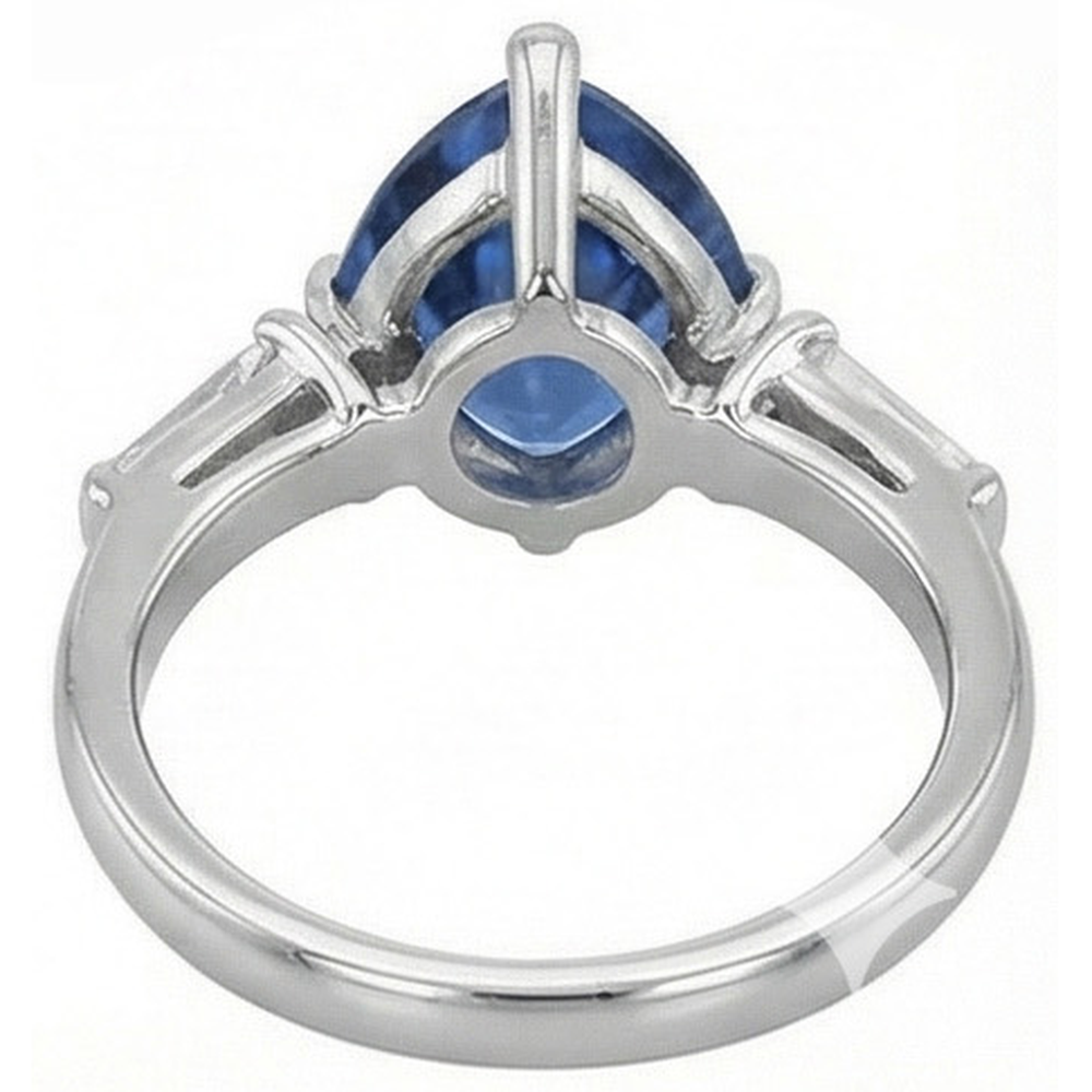 3 Trillionen Saphir Ring Tapered Baguette Aus der Erde Abgebauter Natürlicher Diamanten 4,50 Karat