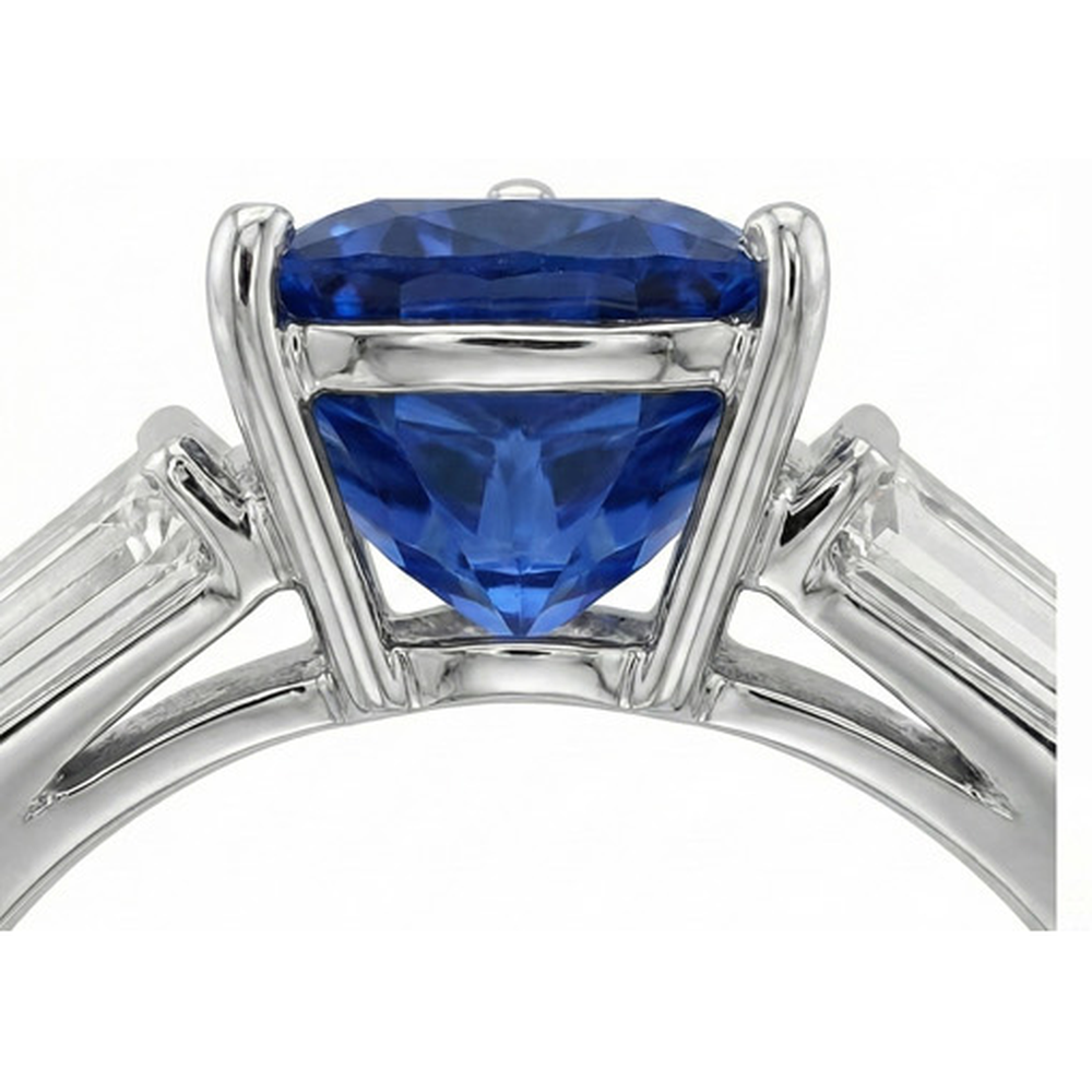 3 Trillionen Saphir Ring Tapered Baguette Aus der Erde Abgebauter Natürlicher Diamanten 4,50 Karat