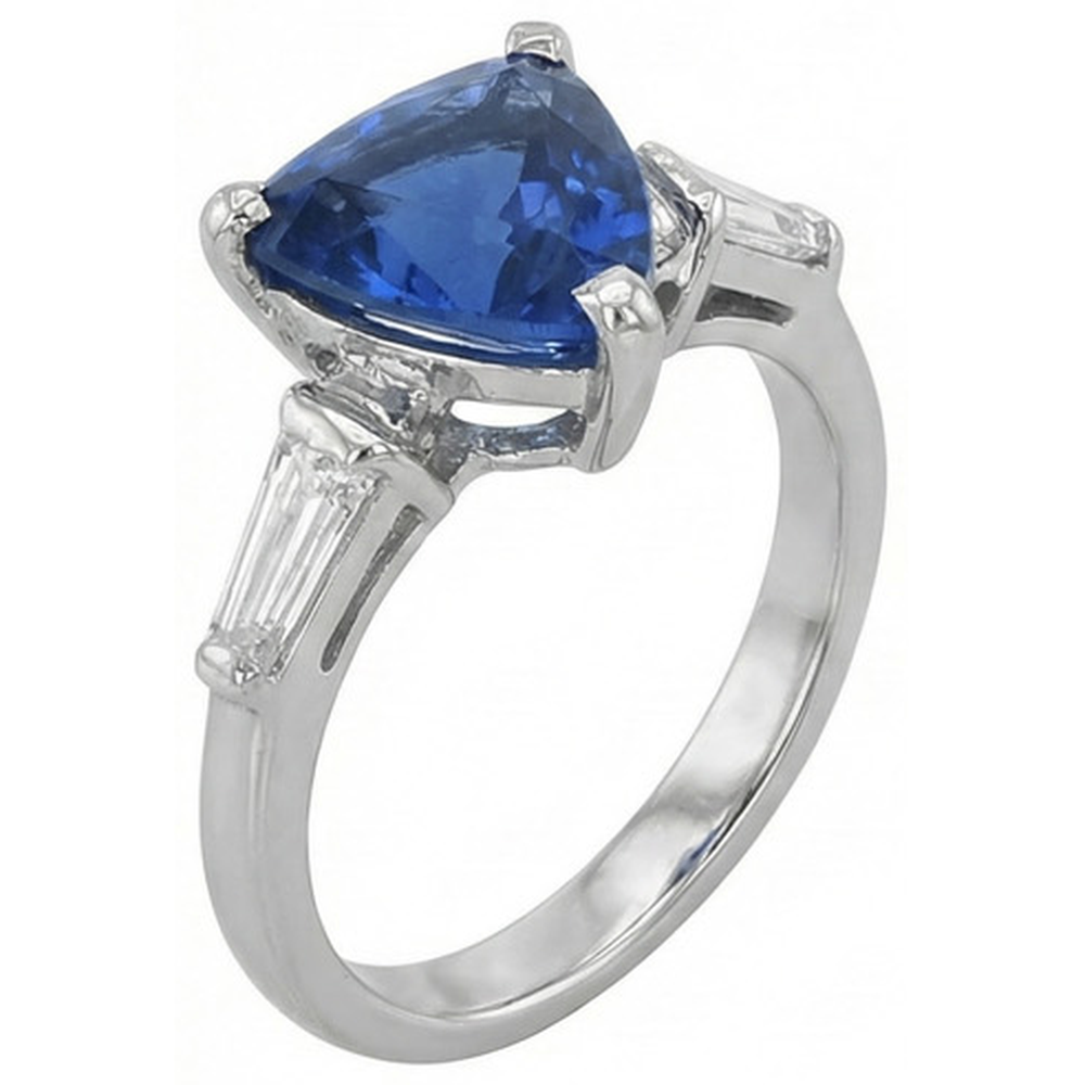 3 Trillionen Saphir Ring Tapered Baguette Aus der Erde Abgebauter Natürlicher Diamanten 4,50 Karat