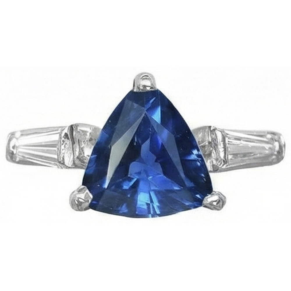 3 Trillionen Saphir Ring Tapered Baguette Aus der Erde Abgebauter Natürlicher Diamanten 4,50 Karat