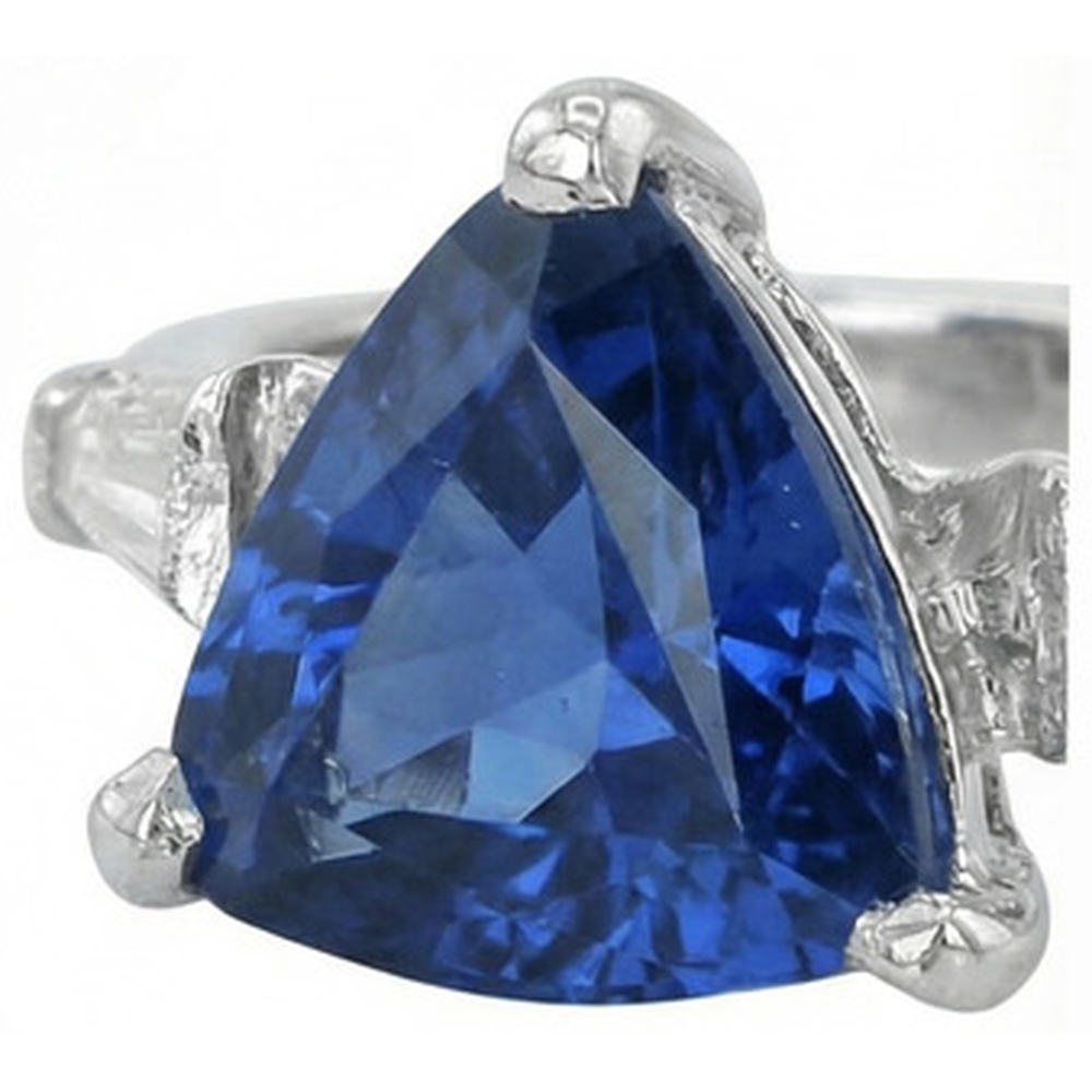 3 Trillionen Saphir Ring Tapered Baguette Aus der Erde Abgebauter Natürlicher Diamanten 4,50 Karat