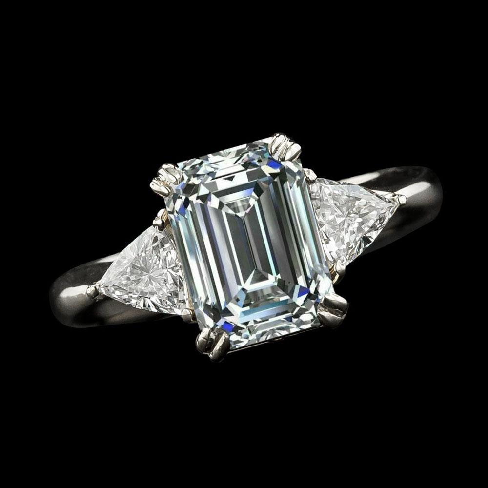 3 Trillionen Steine & Smaragd Echt Diamant Ring Doppelstift Set 7,25 Karat