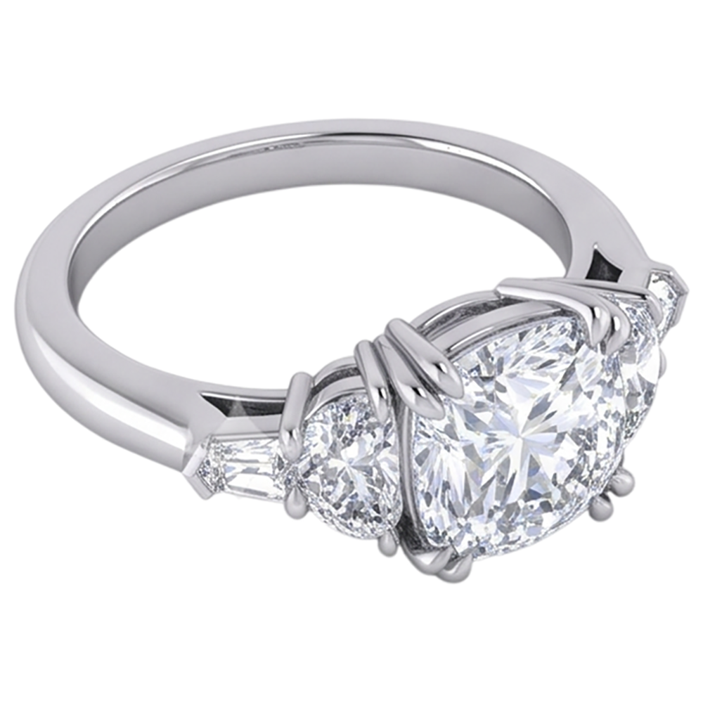 3-karätiger, halbmondförmiger Baguette-Aus der Erde Abgebauter Natürlicher Diamantring im Kissenschliff, echter 14K-Aus der Erde Abgebauter Natürlicher Diamant mit ausgezeichnetem Schliff