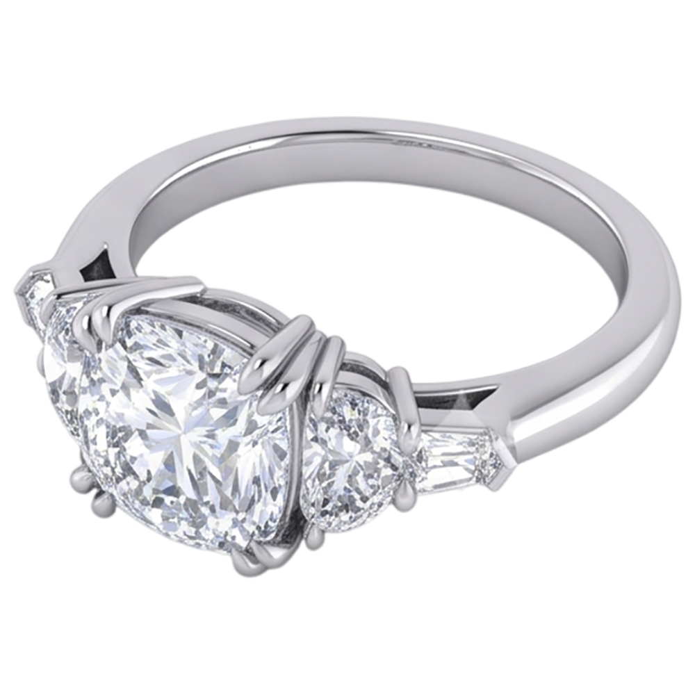 3-karätiger, halbmondförmiger Baguette-Aus der Erde Abgebauter Natürlicher Diamantring im Kissenschliff, echter 14K-Aus der Erde Abgebauter Natürlicher Diamant mit ausgezeichnetem Schliff