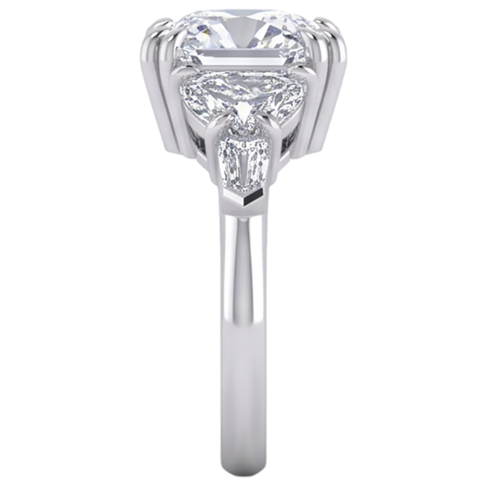 3-karätiger, halbmondförmiger Baguette-Aus der Erde Abgebauter Natürlicher Diamantring im Kissenschliff, echter 14K-Aus der Erde Abgebauter Natürlicher Diamant mit ausgezeichnetem Schliff