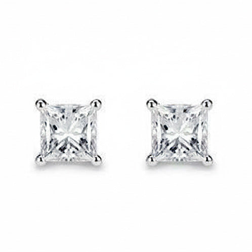 3.00 Karat Echt Aus der Erde Abgebauter Natürlicher Diamanten Damen Ohrstecker Prinzessinnenschnitt Weißgold 14K