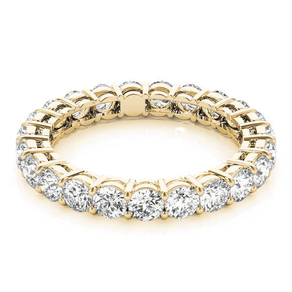 Edler Diamant Rund-Brillant Eternity Band in 14K Gelbgold – Seitenansicht
