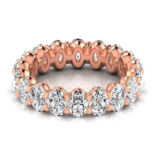 Diamant Oval-Schliff Eternity Band in 14K Roségold – Frontansicht