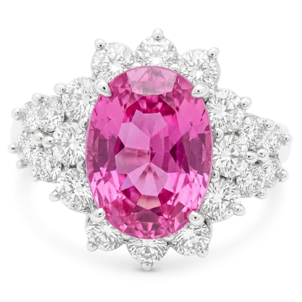 30.50 Karat Rosa Kunzit Edelstein Ring Weißgold Ausgefallener Schmuck