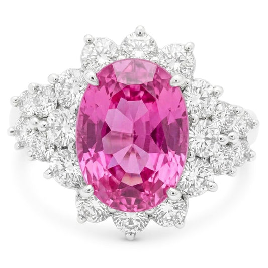 30.50 Karat Rosa Kunzit Edelstein Ring Weißgold Ausgefallener Schmuck