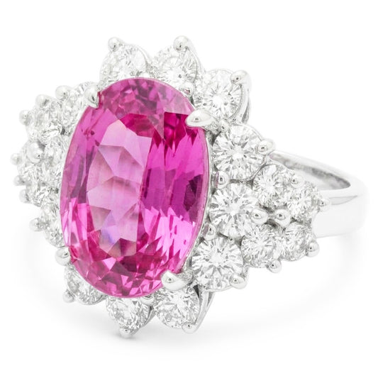 30.50 Karat Rosa Kunzit Edelstein Ring Weißgold Ausgefallener Schmuck