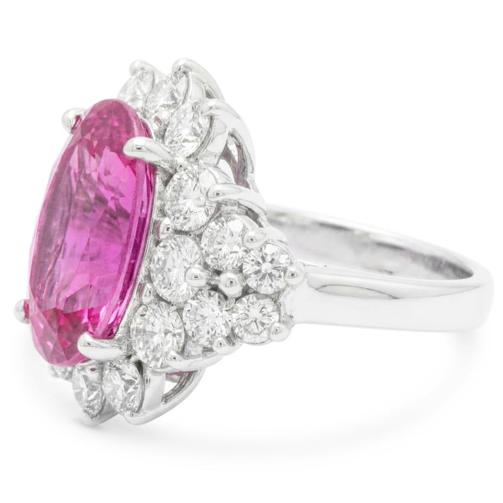 30.50 Karat Rosa Kunzit Edelstein Ring Weißgold Ausgefallener Schmuck