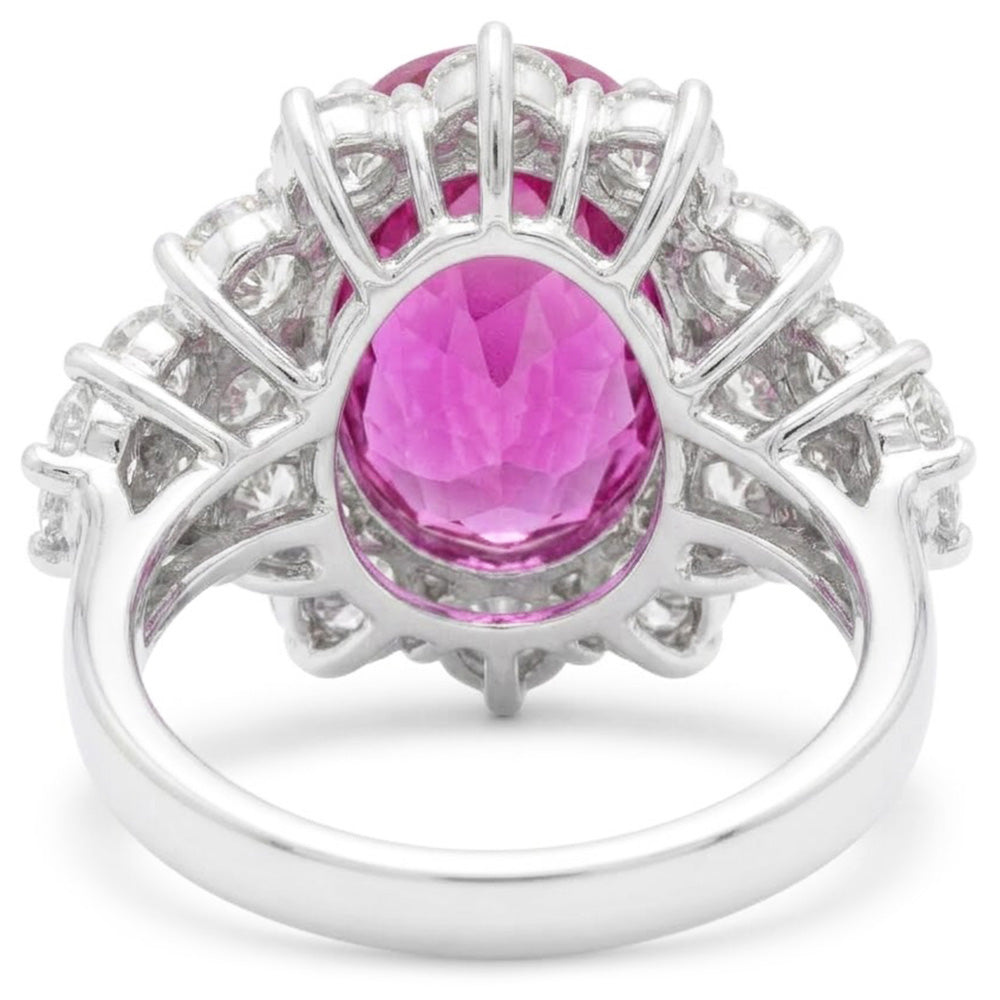 30.50 Karat Rosa Kunzit Edelstein Ring Weißgold Ausgefallener Schmuck