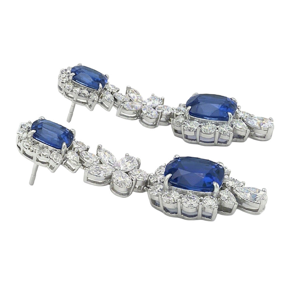 30 Karat Ceylon Saphir & Aus der Erde Abgebauter Natürlicher Diamanten baumeln Paar Ohrringe