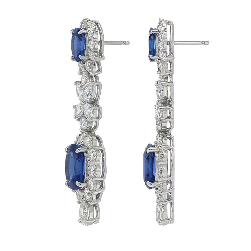 30 Karat Ceylon Saphir & Aus der Erde Abgebauter Natürlicher Diamanten baumeln Paar Ohrringe