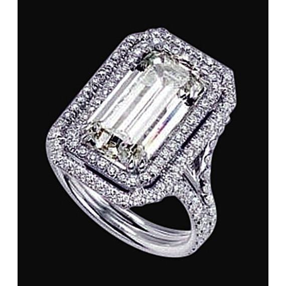 3,01 ct. Echt Diamanten Royal Verlobungsring Halo Emerald Center