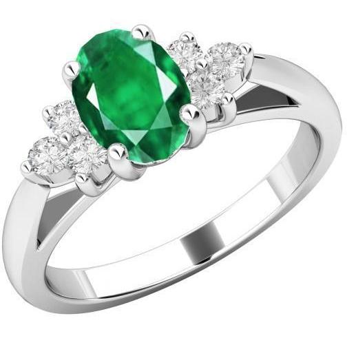 3,10 Karat Krappen-Set Grün Smaragd-Diamant-Edelstein-Ring Weißgold 14K