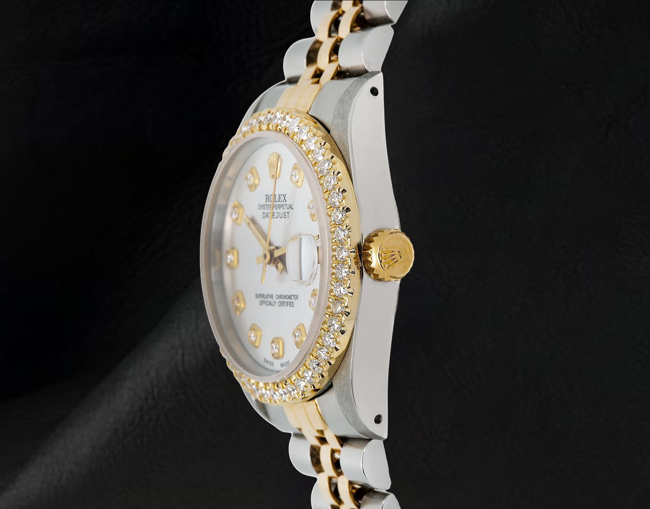 Rolex 68273 Datejust 31 mm Bicolor Uhr mit silbernem Diamantzifferblatt
