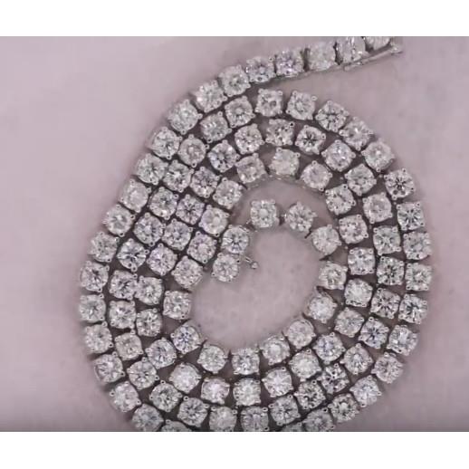 32 Karat Echt Diamanten Herren Tennis Halskette 81 Cm Weißgold 14K