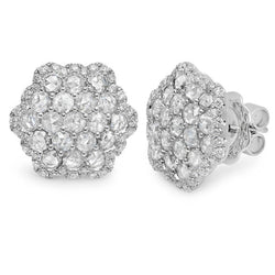 3,20 Karat Echt Aus der Erde Abgebauter Natürlicher Diamant Ohrstecker Halo Weißgold 14K