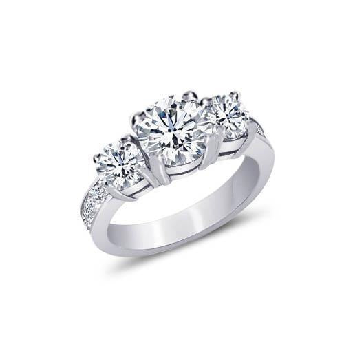 3,21 Karat runder & Princess Echt Diamant 3 Stone Style Verlobungsring