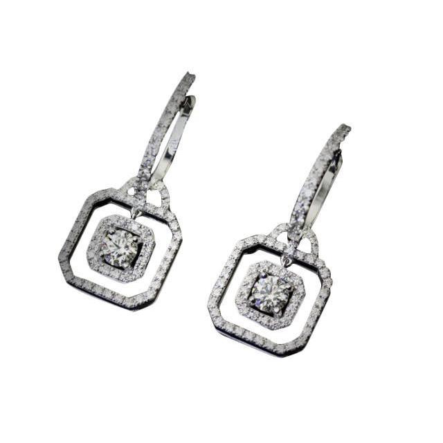 3,25 Karat Echt Diamanten Ohrring baumeln Stil Weißgold Ohrringe Paar