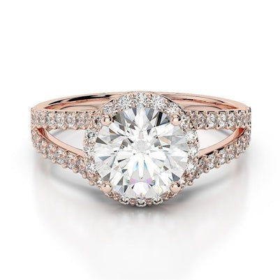 3,25 Karat Natürliche Diamant Halo Ring Roségold 14K