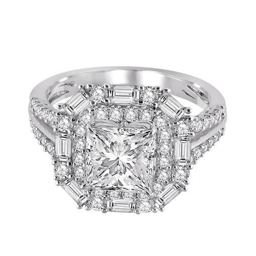 3,25 Karat Princess Baguette Center Echt Diamant-Verlobungsring