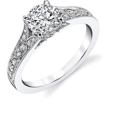3,25 Karat Rundschliff Echt Diamant Ehering im antiken Stil