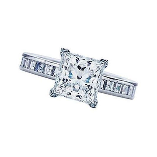 3,26 Karat Echt Diamant-Verlobungskanal-Set Ring Solitär mit Akzent