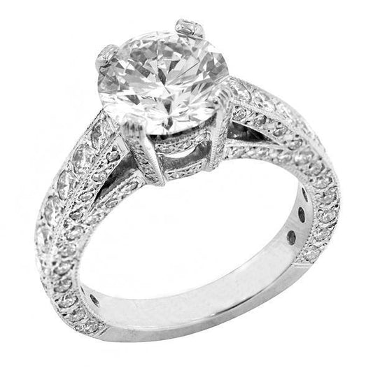 3,40 Karat Echt Diamant Ehering im antiken Stil Weißgold 14K