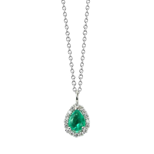 3,45 ct. Grün Smaragd- Und Diamanten-Edelstein-Anhänger-Halskette Mit Kette