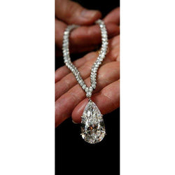 35 Karat Birnen-Echt Diamant-Halskette aus massivem Weißgold 14K