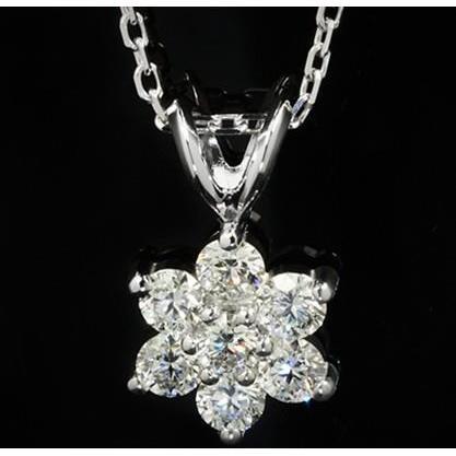 3,5 Karat Diamant-Blumen-Stil-Halsketten-Anhänger aus echtem Weißgold für Damen