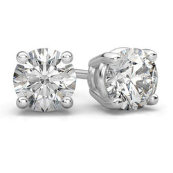 3,5 Karat runder Solitär-Echt Aus der Erde Abgebauter Natürlicher Diamant-Ohrstecker aus massivem Weißgold 14K