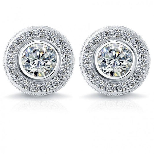 3,50 Karat Pave Halo Echt Diamant Ohrstecker Weißgold Edelschmuck