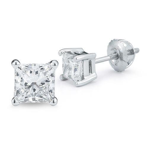3,50 ct Princess Cut Echt Diamant Ohrstecker 14K Weißgold