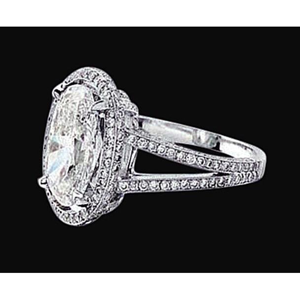 3,50 ct. Ovaler, zweireihiger königlicher Echt Diamant-Verlobungsring