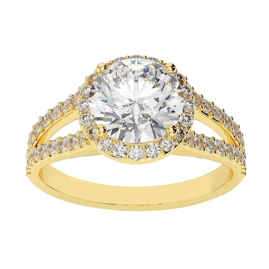 3,60 Karat Halo Runder Echt Diamantring Gelbgold