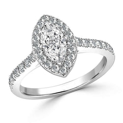 3,60 Karat Marquise und runder Echt Aus der Erde Abgebauter Natürlicher Diamantring Weißgold 14K