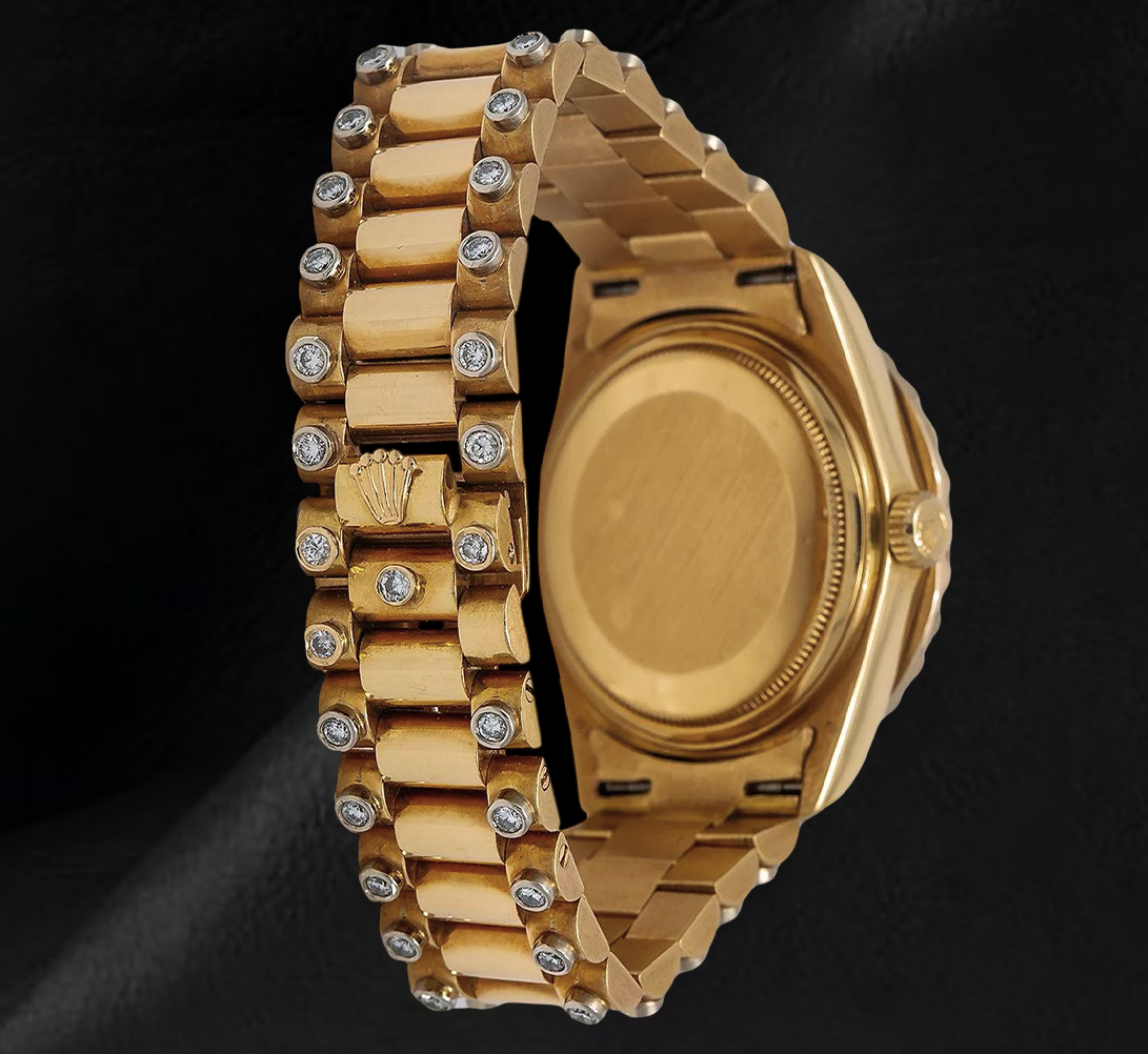 Rolex Day-Date 18038 36 mm Uhr aus 18 Karat Gelbgold mit Champagner-Diamantzifferblatt