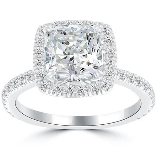 3,75 Karat Echt Diamant Ehering Halo Weißgold