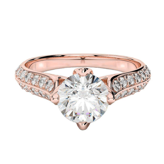 3,75 Karat Echt Diamant-Verlobungsring im Rundschliff Neu Roségold 14K