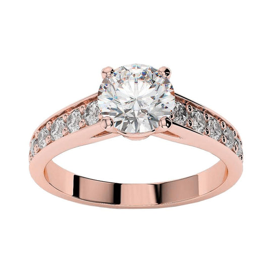 3,75 Karat Runder Echt Diamant Ehering mit Akzenten Roségold 14K