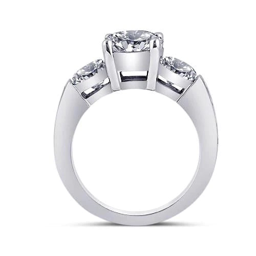 3,76 Karat Runder Echt Diamant Drei Steine Stil Verlobungsring Schmuck