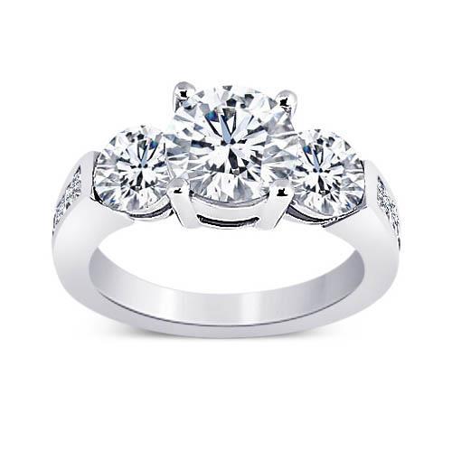 3,76 Karat Runder Echt Diamant Drei Steine Stil Verlobungsring Schmuck